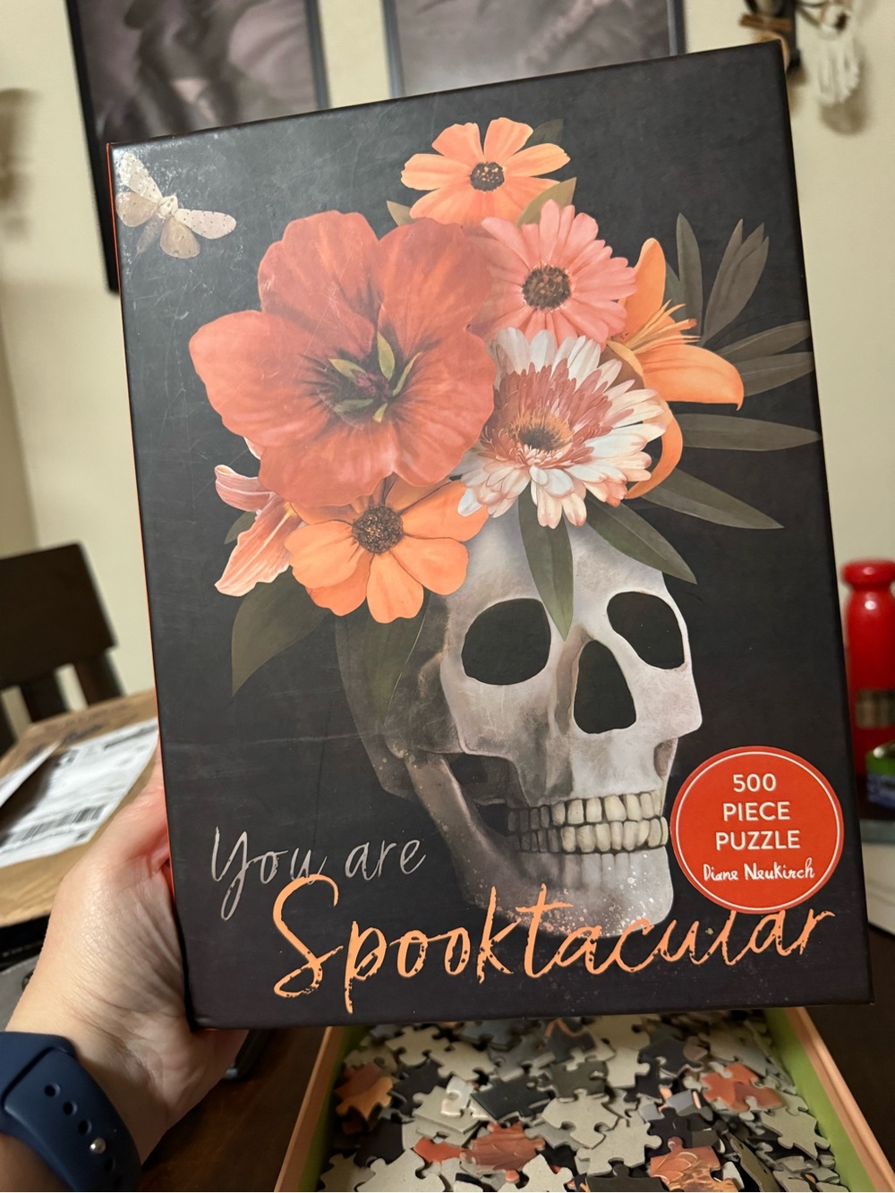 Eccolo Orange Floral Skull 500-Piece Puzzle